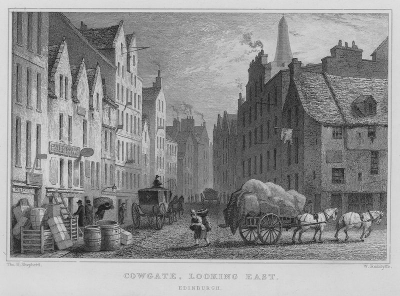 Cowgate, olhando para Leste, Edimburgo (gravura) de Thomas Hosmer Shepherd