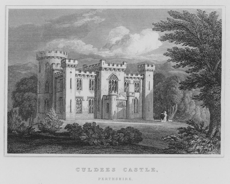Castelo de Culdees, Perthshire (gravura) de Thomas Hosmer Shepherd