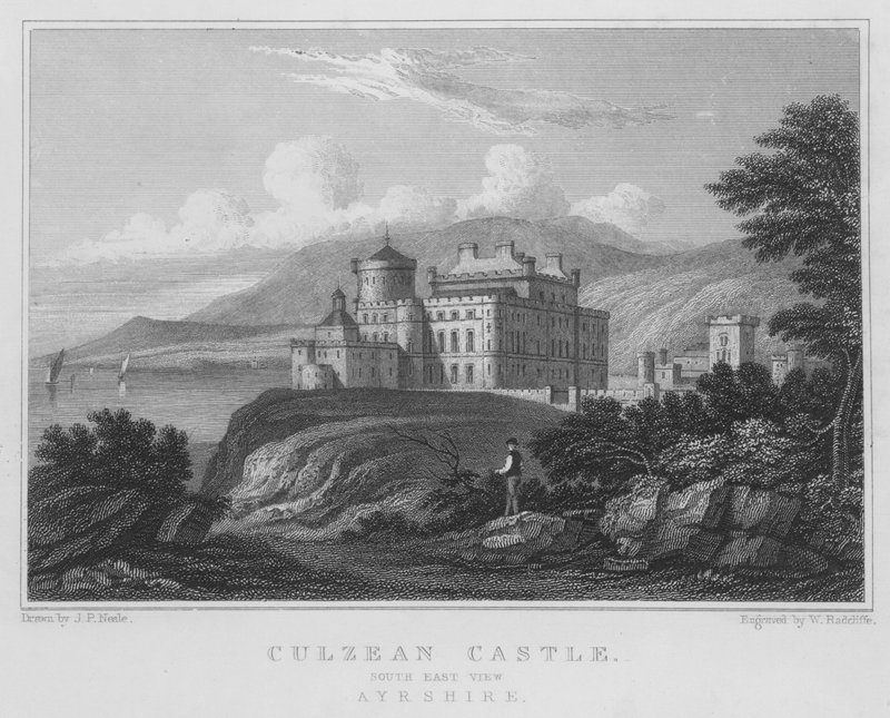 Culzean Castle, South East View, Ayrshire (gravura) de Thomas Hosmer Shepherd