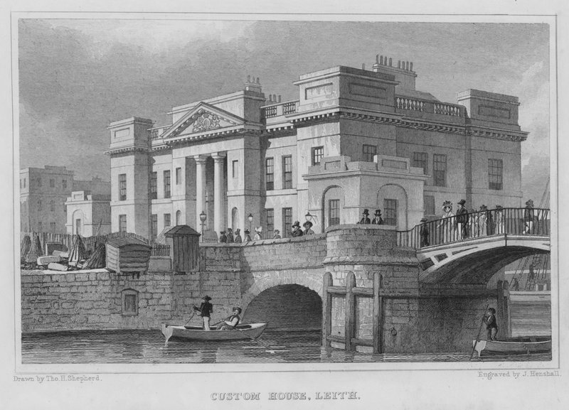 Custom House, Leith (gravura) de Thomas Hosmer Shepherd