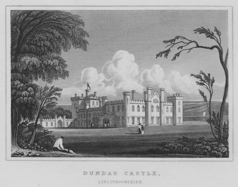 Castelo de Dundas, Linlithgowshire (gravura) de Thomas Hosmer Shepherd