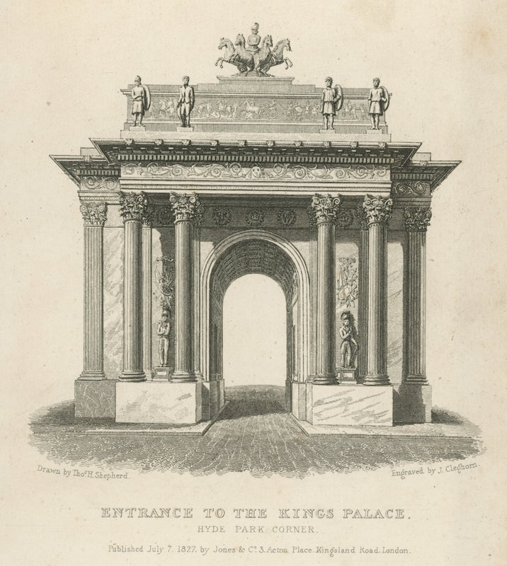 Entrada para o Palácio dos Reis, Hyde Park Corner de Thomas Hosmer Shepherd
