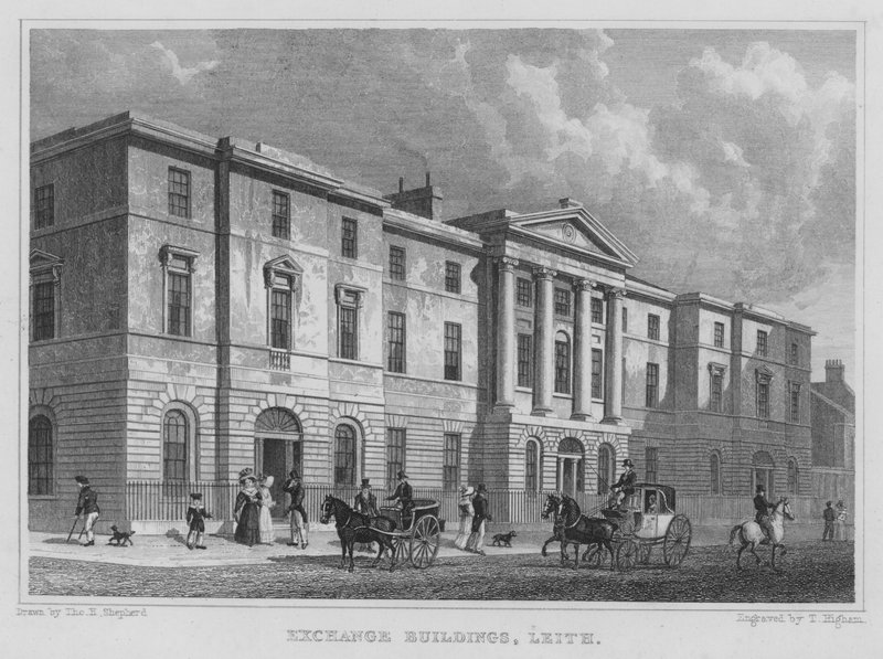 Exchange Buildings, Leith (gravura) de Thomas Hosmer Shepherd