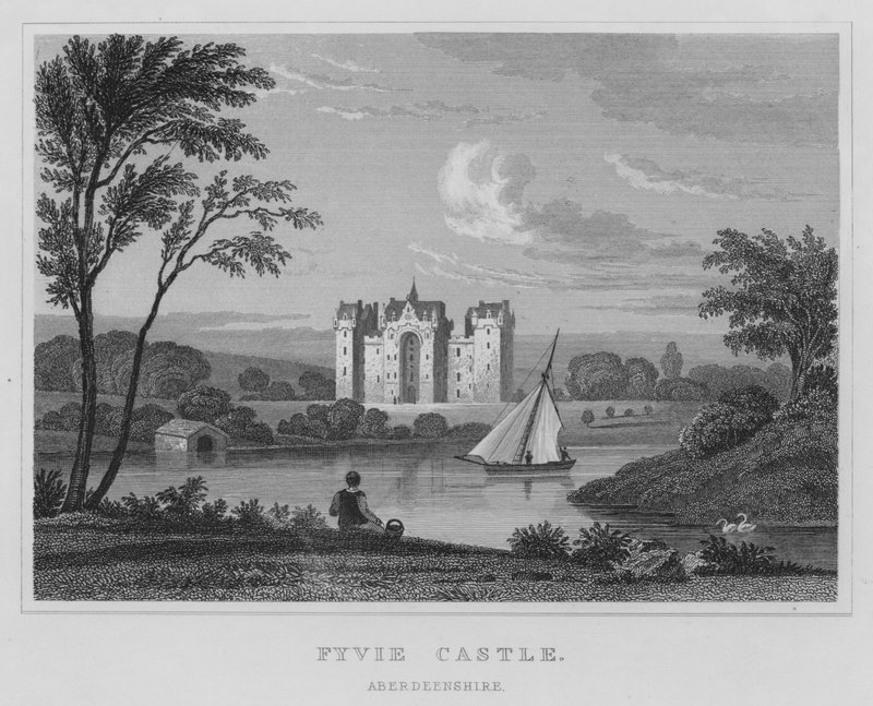 Castelo Fyvie, Aberdeenshire (gravura) de Thomas Hosmer Shepherd
