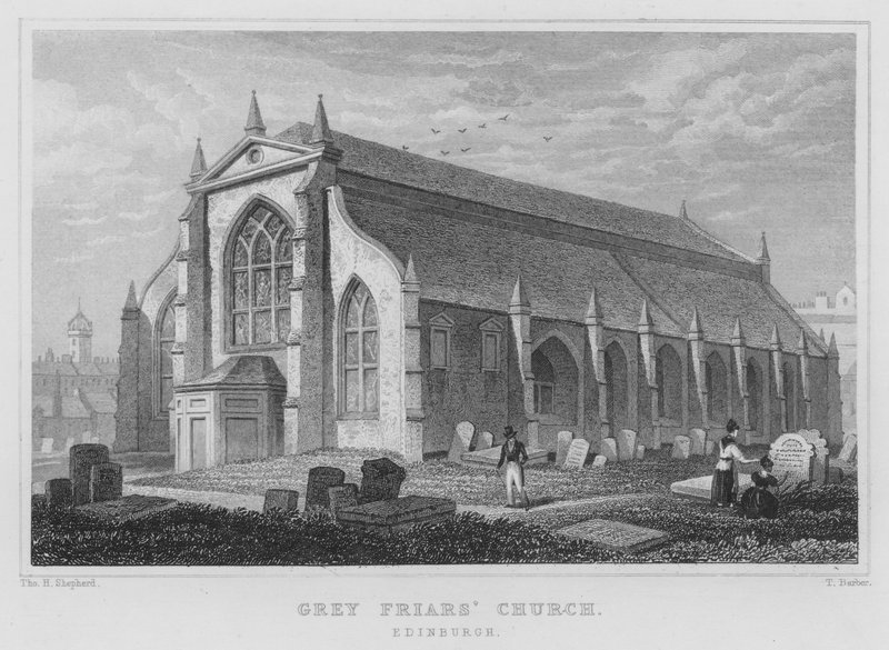 Igreja dos Frades Cinzentos, Edimburgo (gravura) de Thomas Hosmer Shepherd