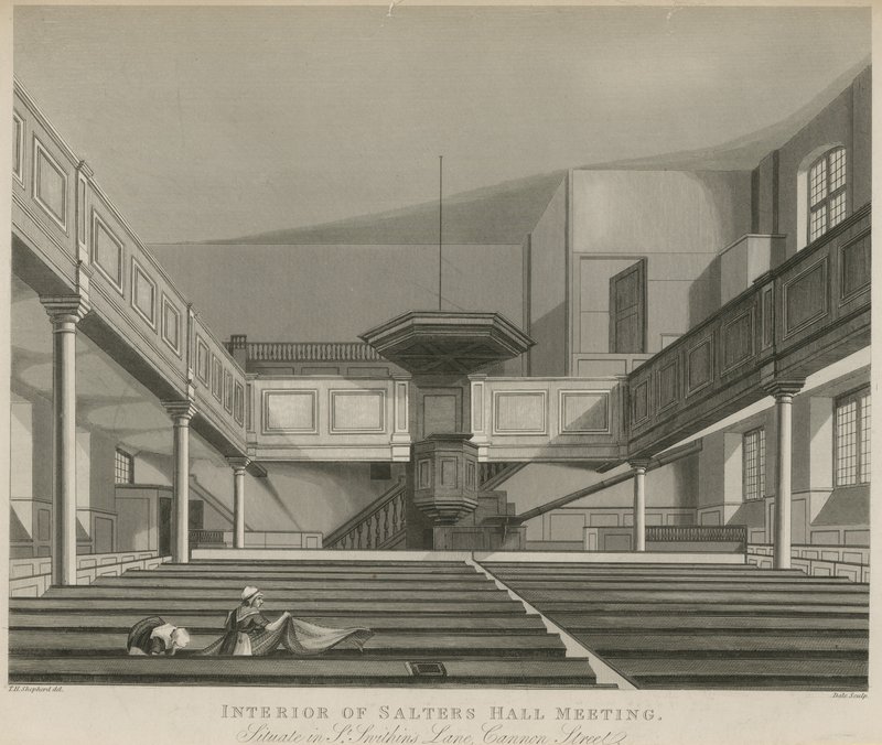 Interior, de, salters, corredor, reunião, situado, em, st, Swithins, pista, canhão, rua, londres de Thomas Hosmer Shepherd