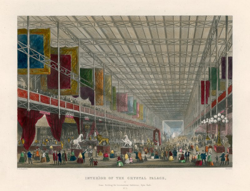 Interior do Palácio de cristal, ou, grande edifício para exposição internacional, Hyde Park de Thomas Hosmer Shepherd