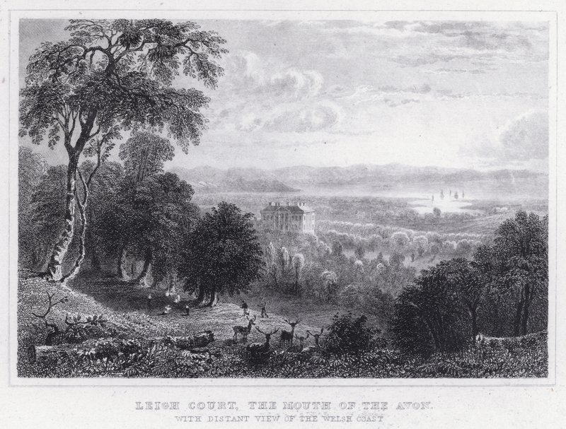 Leigh Court, a Boca da Avon, com Vista Distante da Costa Galesa (gravura) de Thomas Hosmer Shepherd
