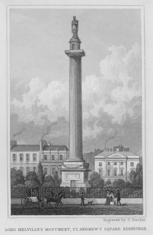 Monumento de Lord Melville, Praça de Santo André, Edimburgo (gravura) de Thomas Hosmer Shepherd