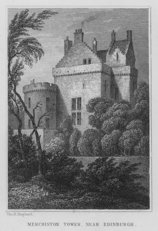 Merchiston Tower, perto de Edimburgo (gravura) de Thomas Hosmer Shepherd