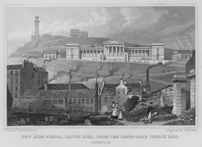 New High School, Calton Hill, do Canon-Gate Church Yard, Edimburgo (gravura) de Thomas Hosmer Shepherd