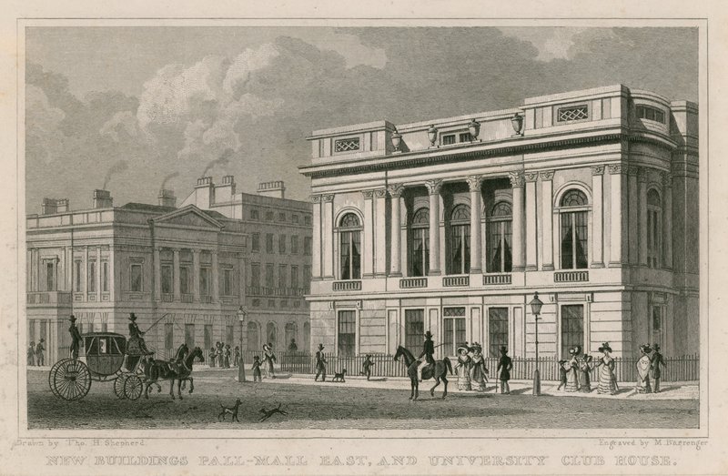 Novos edifícios Pall Mall East e University Club House de Thomas Hosmer Shepherd
