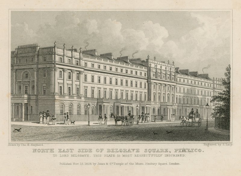 Lado norte, de, Belgrave, quadrado, Pimlico de Thomas Hosmer Shepherd