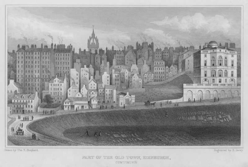 Parte da Cidade Velha, Edimburgo (gravura) de Thomas Hosmer Shepherd