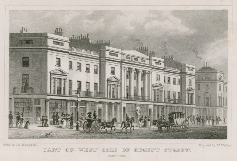 Parte do lado oeste da Regent Street, Londres de Thomas Hosmer Shepherd
