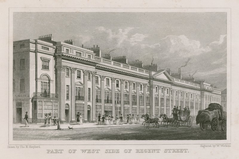 Parte do lado oeste da Regent Street, Londres de Thomas Hosmer Shepherd