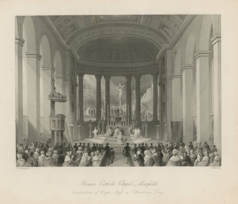 Igreja Católica Romana em Moorfields de Thomas Hosmer Shepherd