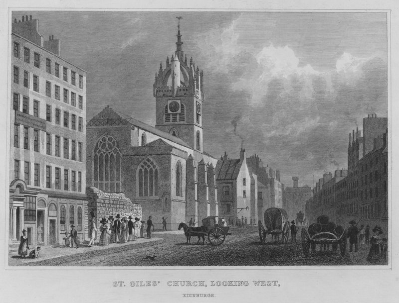 Igreja de São Giles, olhando para Oeste, Edimburgo (gravura) de Thomas Hosmer Shepherd