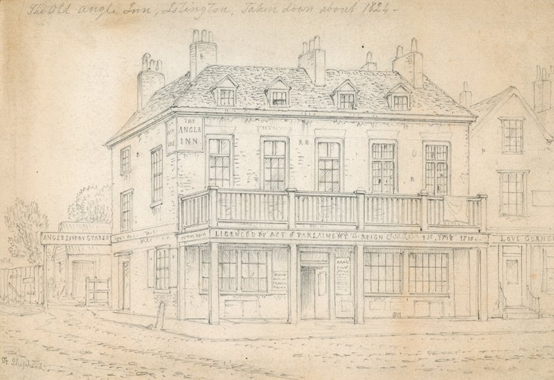 The Angel Inn, Islington (tinta no papel) de Thomas Hosmer Shepherd