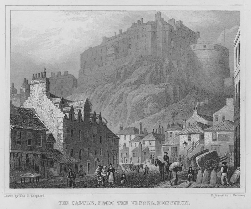 O Castelo, de Vennel, Edimburgo (gravura) de Thomas Hosmer Shepherd