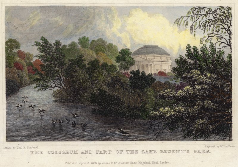 O Coliseu e parte do lago, Regent&39;s Park, Londres de Thomas Hosmer Shepherd