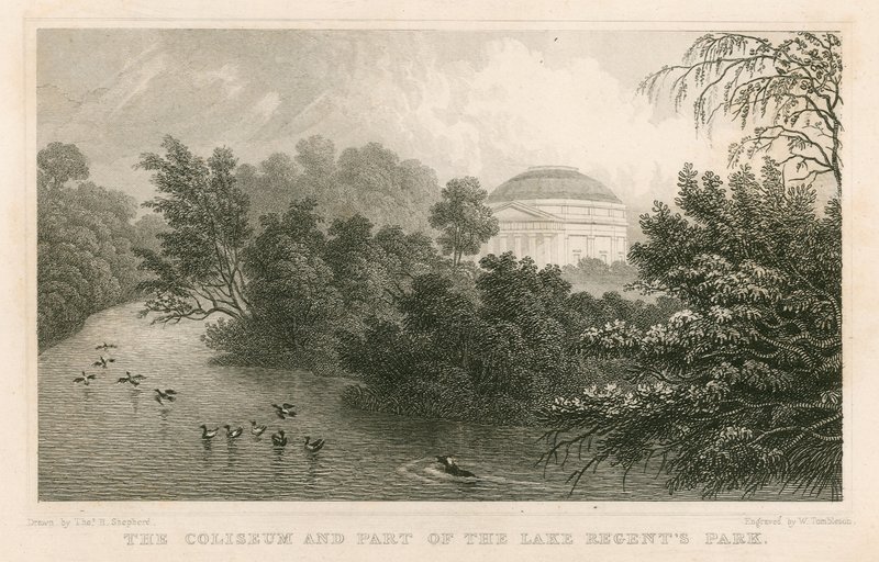 O Coliseu, Regent&39;s Park, Londres e parte do lago de Thomas Hosmer Shepherd