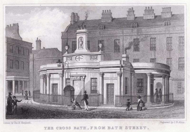 The Cross Bath, da Rua Bath (gravura) de Thomas Hosmer Shepherd