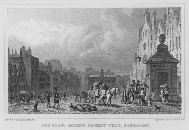 The Grass Market, looking West, Edinburgh (gravura) de Thomas Hosmer Shepherd