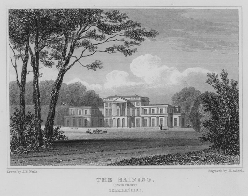 The Haining, North Front, Selkirkshire (gravura) de Thomas Hosmer Shepherd