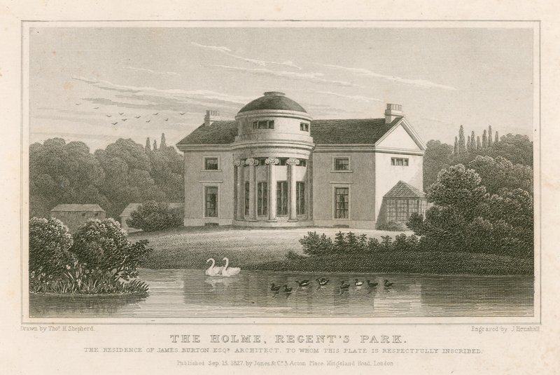 O Holme, Regent&39;s Park, Londres, residência de James Burton, arquiteto de Thomas Hosmer Shepherd