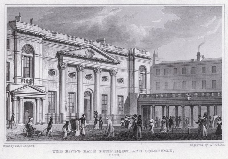 A Casa de Banho do Rei, e Colonnade, Bath (gravura) de Thomas Hosmer Shepherd