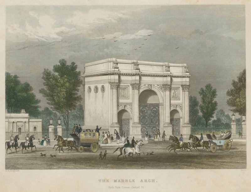 O arco de mármore, Hyde Park Corner, Londres de Thomas Hosmer Shepherd