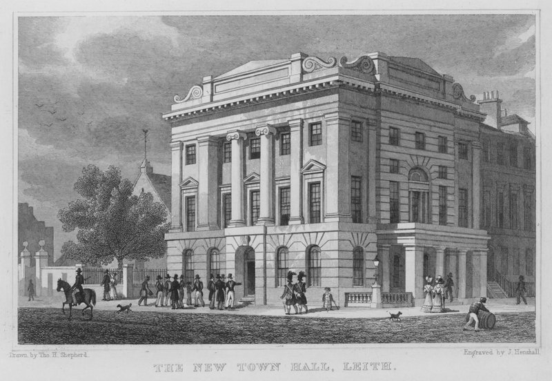 The New Town Hall, Leith (gravura) de Thomas Hosmer Shepherd
