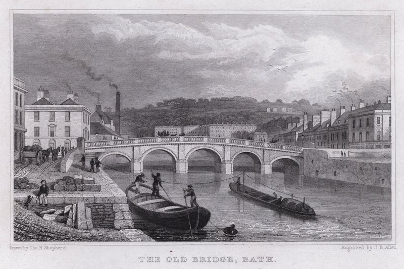 A Ponte Velha, Banho (gravura) de Thomas Hosmer Shepherd