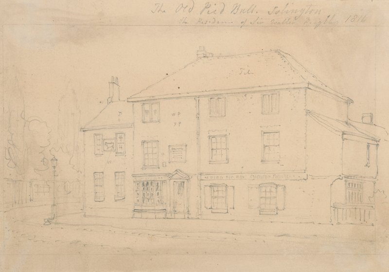 O Old Pied Bull Inn, Islington (tinta no papel) de Thomas Hosmer Shepherd