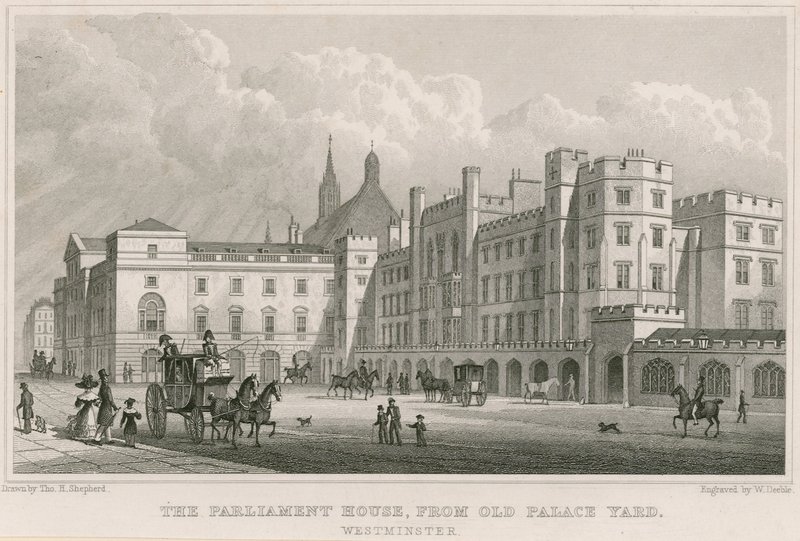 O Parlamento abriga do Old Palace Yard, Westminster, Londres de Thomas Hosmer Shepherd