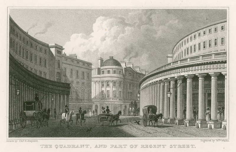 O Quadrante e parte da Regent Street, Londres de Thomas Hosmer Shepherd