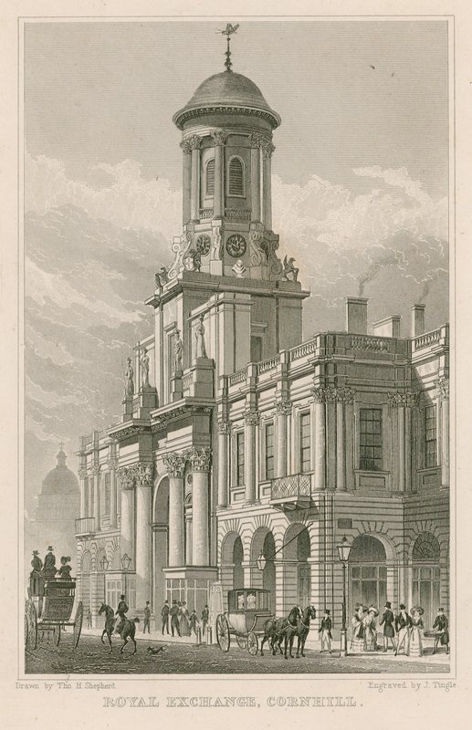 O Royal Exchange, Cornhill, Londres de Thomas Hosmer Shepherd