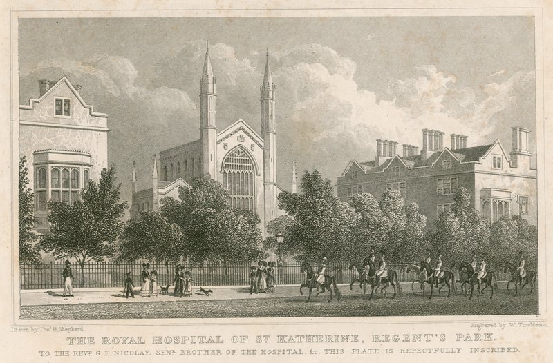 O hospital real de St Katherine, parque do regente, Londres de Thomas Hosmer Shepherd