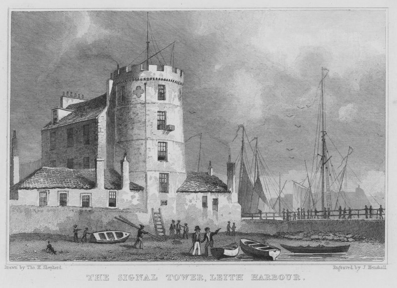The Signal Tower, Leith Harbour (gravura) de Thomas Hosmer Shepherd