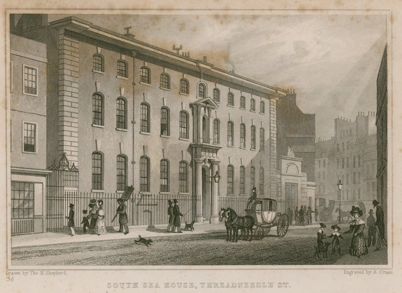 Casa do Mar do Sul, Threadneedle Street, Londres de Thomas Hosmer Shepherd