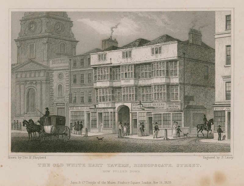 O cervo branco, rua de Bishopsgate de Thomas Hosmer Shepherd