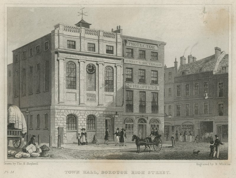 Câmara Municipal, Borough High Street (gravura) de Thomas Hosmer Shepherd