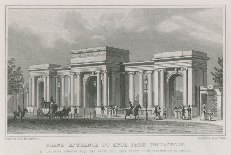 Arco triunfal, entrada, para, hyde, parque, londres de Thomas Hosmer Shepherd