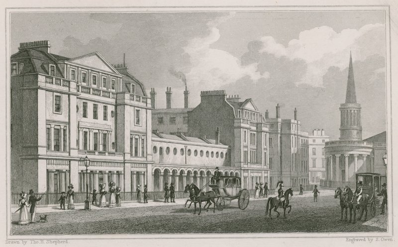 Lado oeste de Langham Place, Marylebone, Londres, incluindo All Souls Church de Thomas Hosmer Shepherd