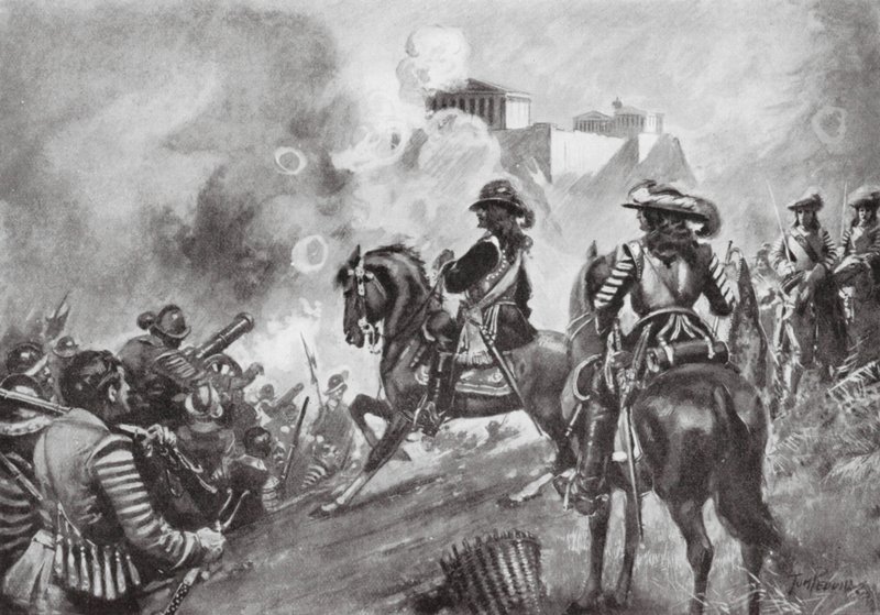 Francesco Morosini bombardeando o Pártenon de Thomas Hutchison Peddie