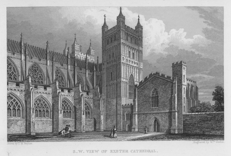 Vista Sudoeste da Catedral de Exeter (gravura) de Thomas Mann (after) Baynes