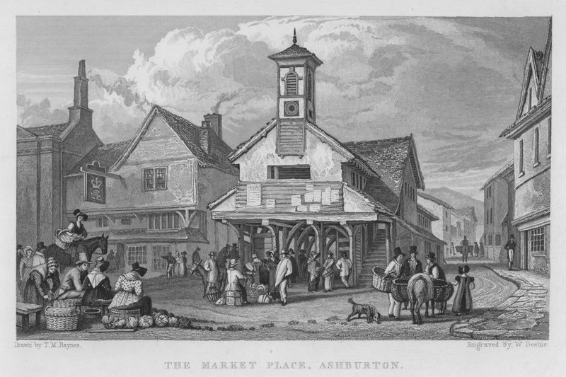 The Market Place, Ashburton (gravura) de Thomas Mann (after) Baynes