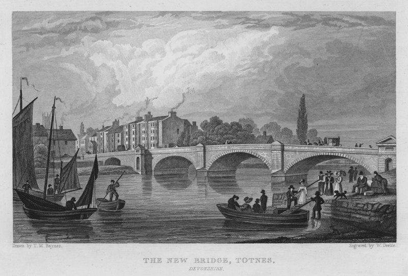The New Bridge, Totnes, Devonshire (gravura) de Thomas Mann (after) Baynes