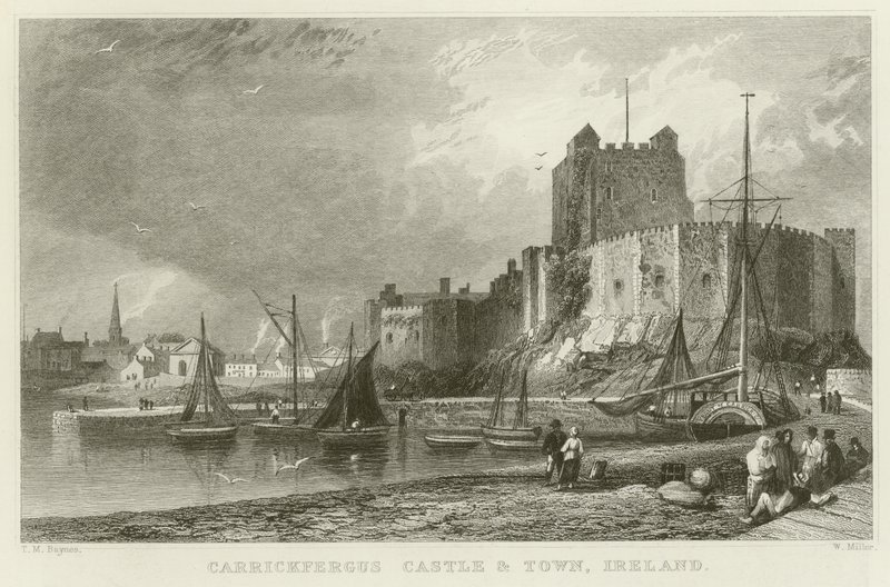 Castelo de Carrickfergus e cidade de Thomas Mann Baynes